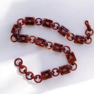 Vintage Marbled Tortoise Shell Plastic Loops Geometric Retro Belt